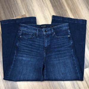 Banana Republic Wide Leg Jeans High Rise Crop Dark Wash Whiskering WOmens 28